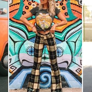 Copley Velvet Plaid Bells - Plaid Bell Bottoms